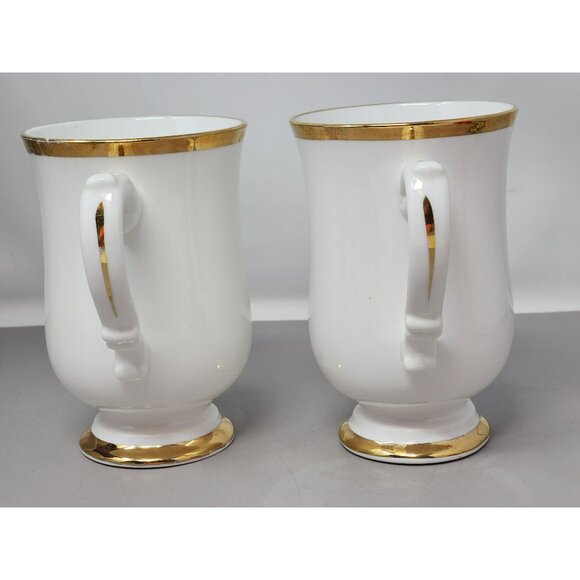 Set Of 4 Royal Victoria‎ Vintage White Fine ChiBone China Mugs Gold Trim Elegant - Picture 10 of 16